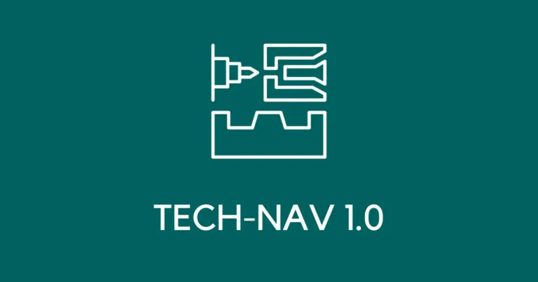 Tech-Nav 1.0 logo with the tagline "Smarter tools for injection molding professionals" on a teal background.