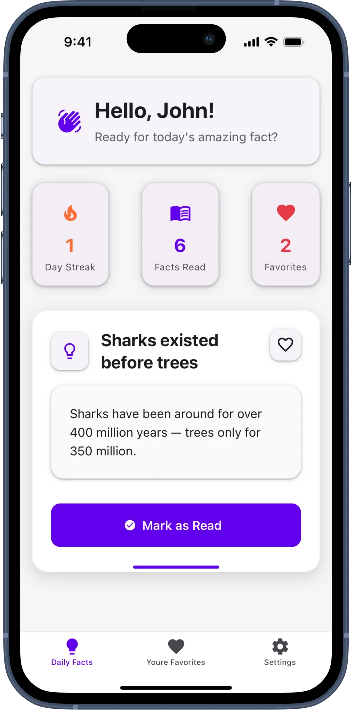 Mockup of Brain Snack running on a iPhone
