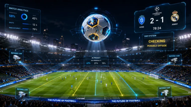 FIFA World Cup 2026 technology with smart ball, AI offside and VAR overlays