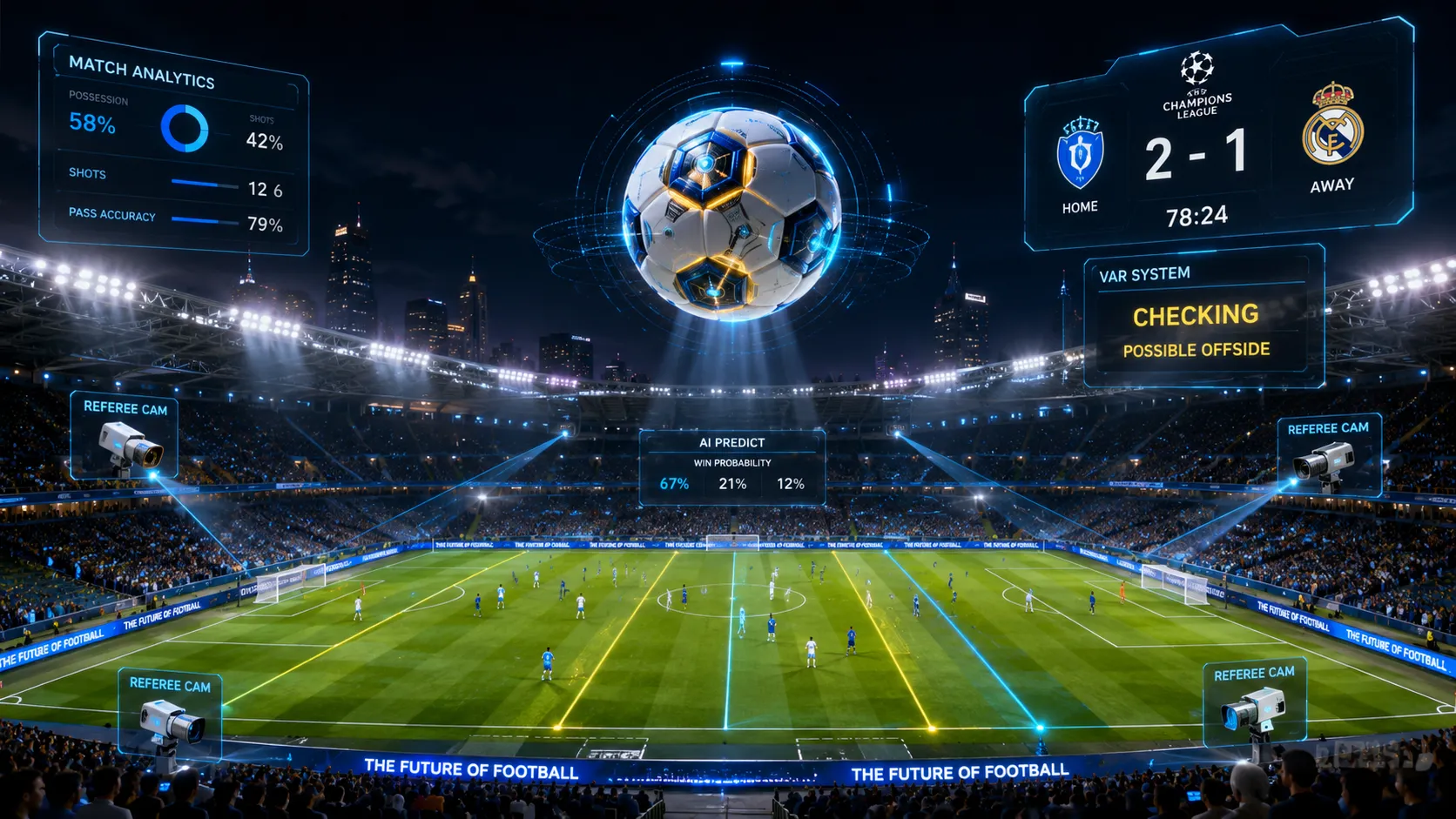 FIFA World Cup 2026 technology with smart ball, AI offside and VAR overlays