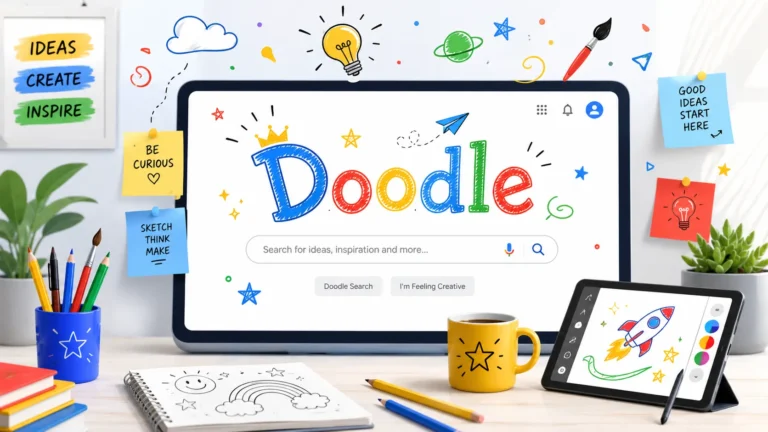 Colorful doodle artwork inspired by Google logo creativity