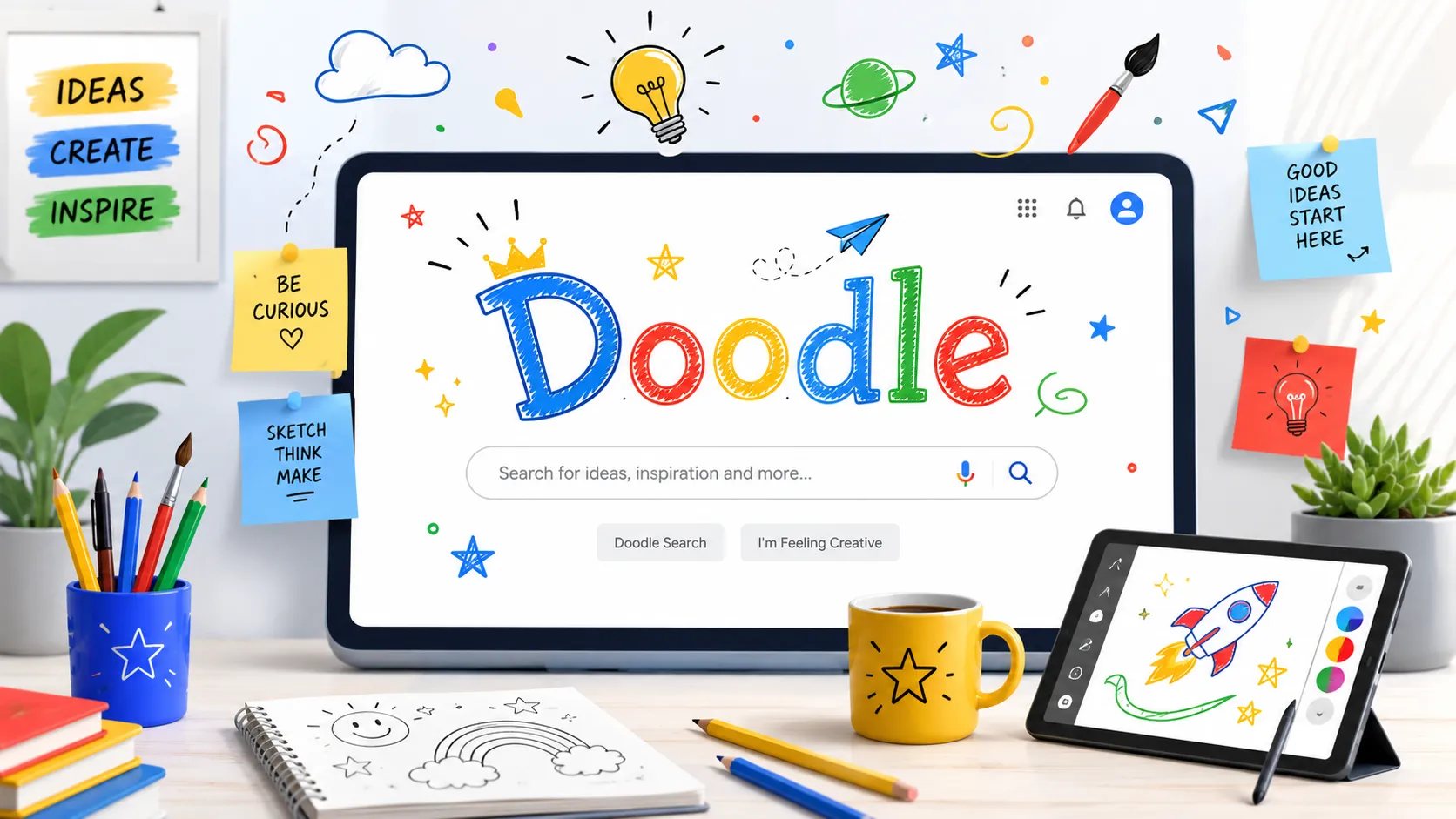 Colorful doodle artwork inspired by Google logo creativity