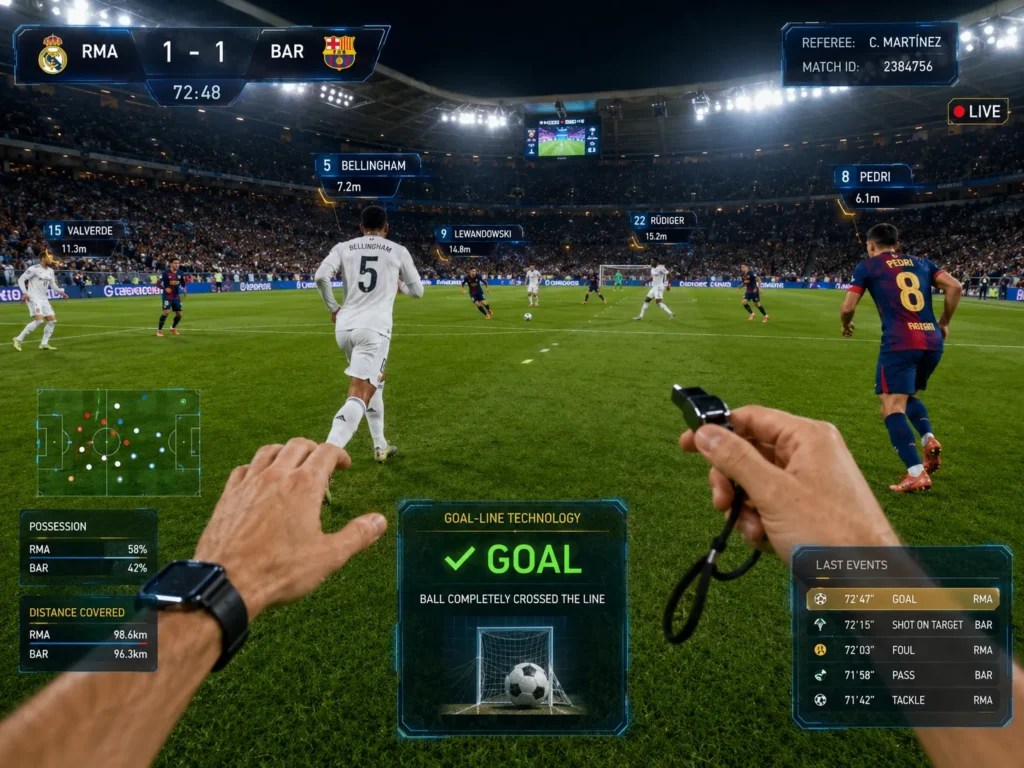 World Cup AI referee view with stabilized video and goal-line alerts