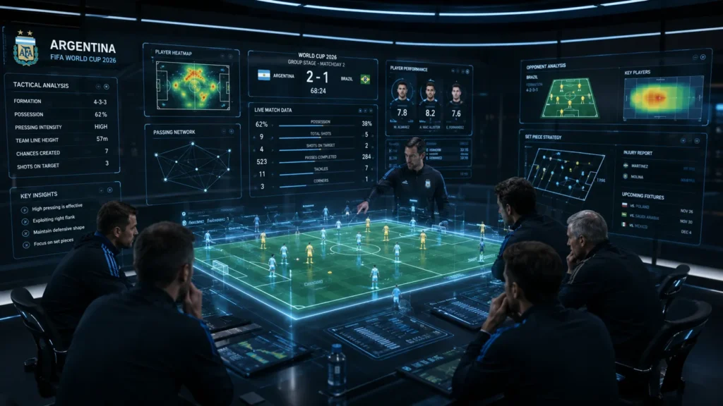FIFA Football AI Pro analysis room with 3D tactics and match data