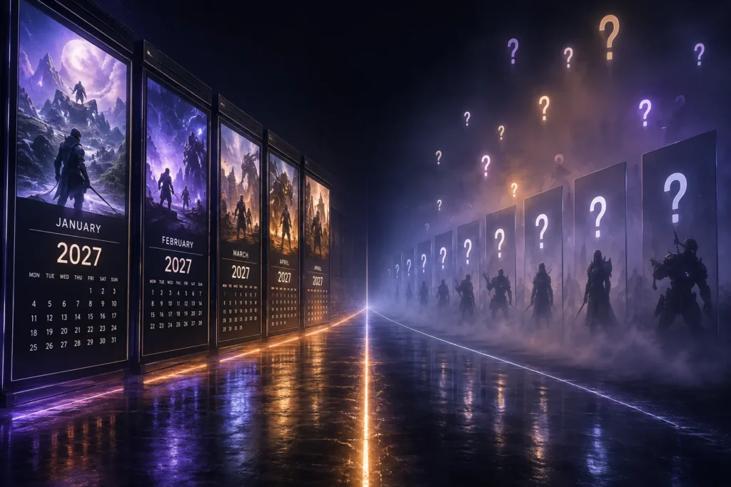 2027 game calendar showing dated and undated Gamescom 2026 games